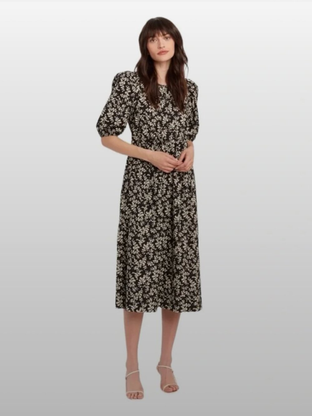 The Great Floral Cotton Midi Dress Prairie Cottagecore